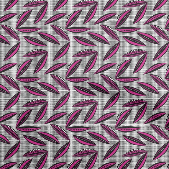 oneOone Cotton Poplin Fuschia Pink Fabric Abstract Leaf With Dot Fabric For Sewing Printed Craft Fabric By The Yard 56 Inch Wide
