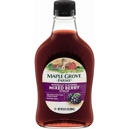 Maple Grove Farms Mixed Berry Flavored Syrup, Mixed Berry Syrup, 8.5 fl oz Bottle