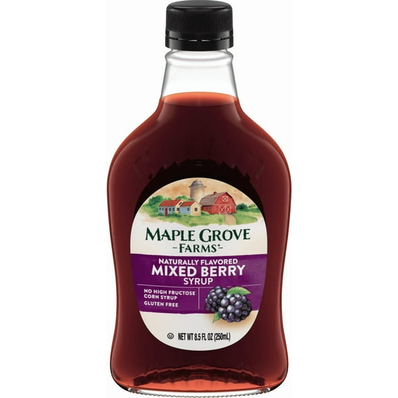Maple Grove Farms Mixed Berry Flavored Syrup, Mixed Berry Syrup, 8.5 fl oz Bottle