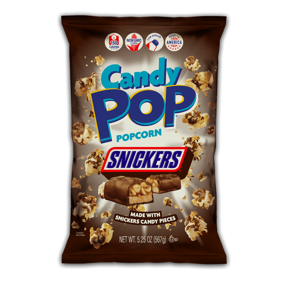 Candy Pop Popcorn Snickers, Snack Pop, 5.25 oz. Resealable Bag
