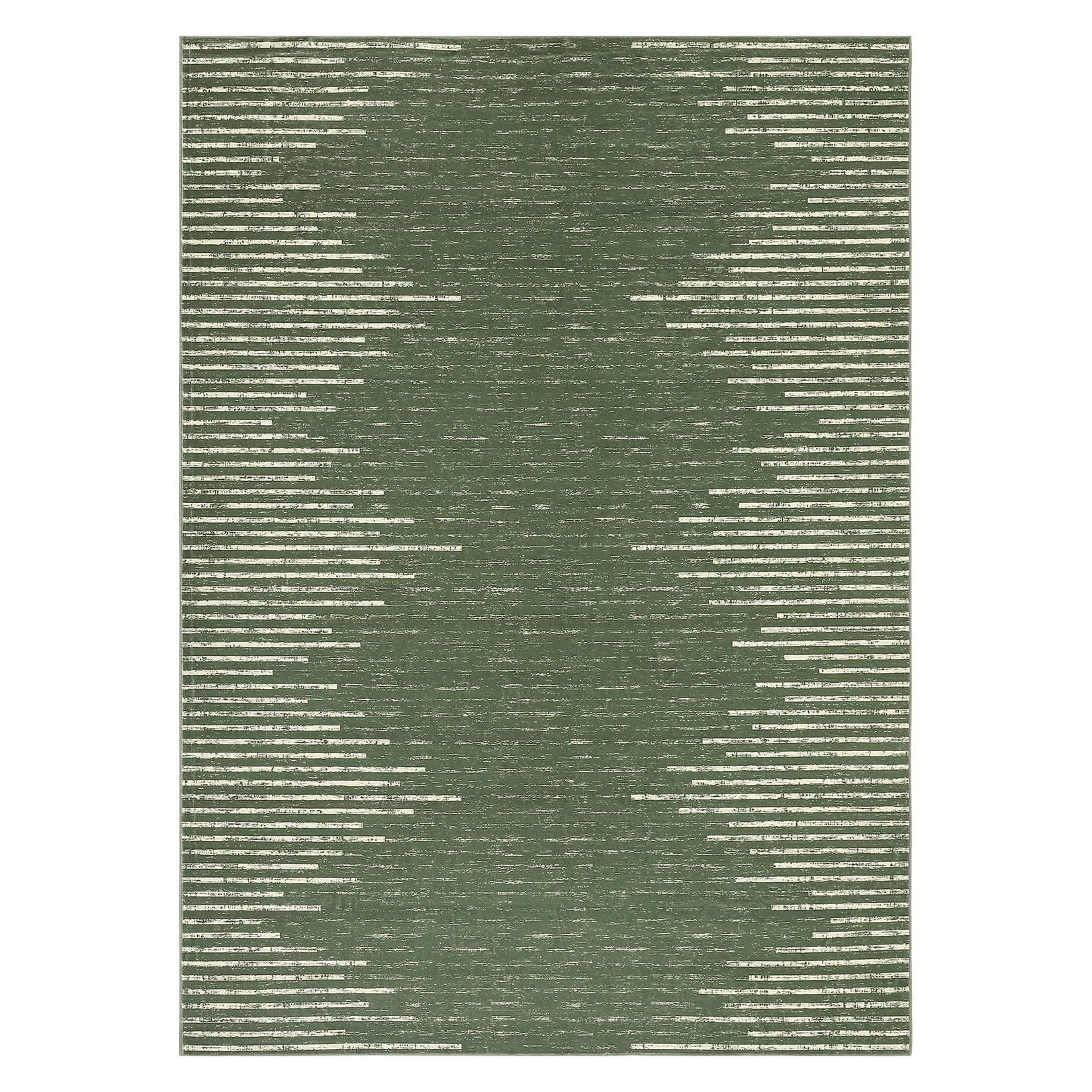 GlowSol 10' x 13' Large Washable Rug Geometric Striped Area Rug Soft Non Slip Low Pile Stain Resistant Carpet for Living Room Bedroom, Green