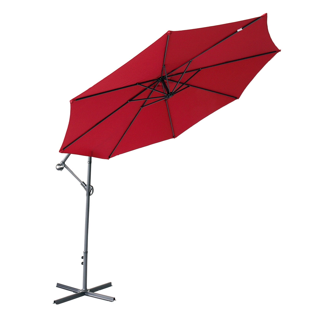 Lowestbest Patio Umbrella Offset Hanging Umbrella Outdoor Market Umbrella, Red