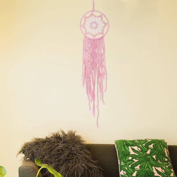 CTIRCHIU Pink Dreamcatcher Hanging Tapestry with Macrame Pendant for Stylish Room Decoration