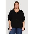 thumbnail image 2 of Womens Plus Size Crepe Knit Button Detail Dolman Sleeve Blouse, 2 of 5