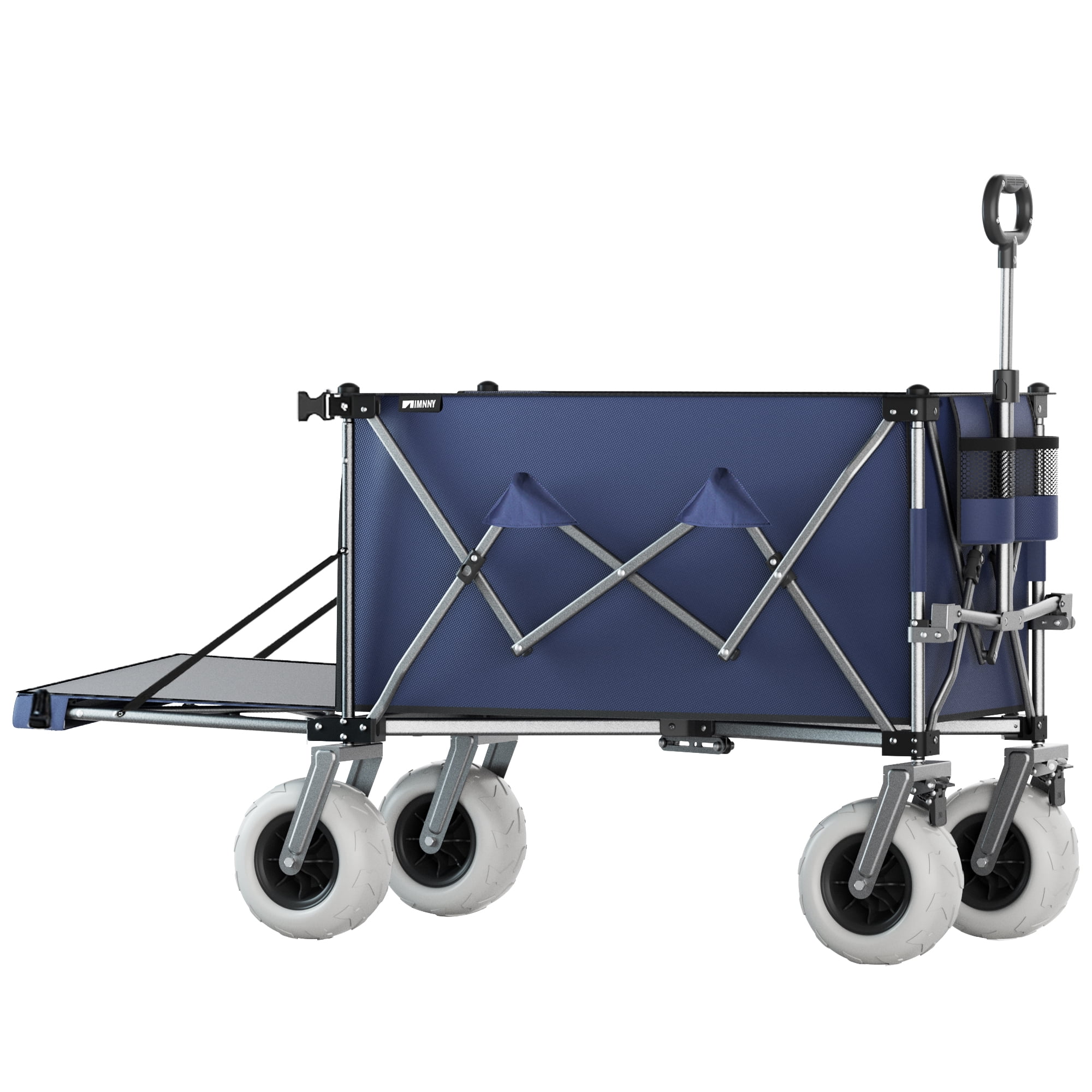Beach Wagon with 9x4 PU Wheels 500 lbs Capacity Expandable Tailgate 300L Storage Sand Cart