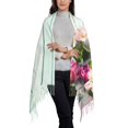 thumbnail image 2 of Sikiie Flowers And Turquoise Wooden Shawl Wraps Big Scarf Tassel Fall Winter Thick Scarf Warm Shawl Women Fall Gifts, 2 of 8