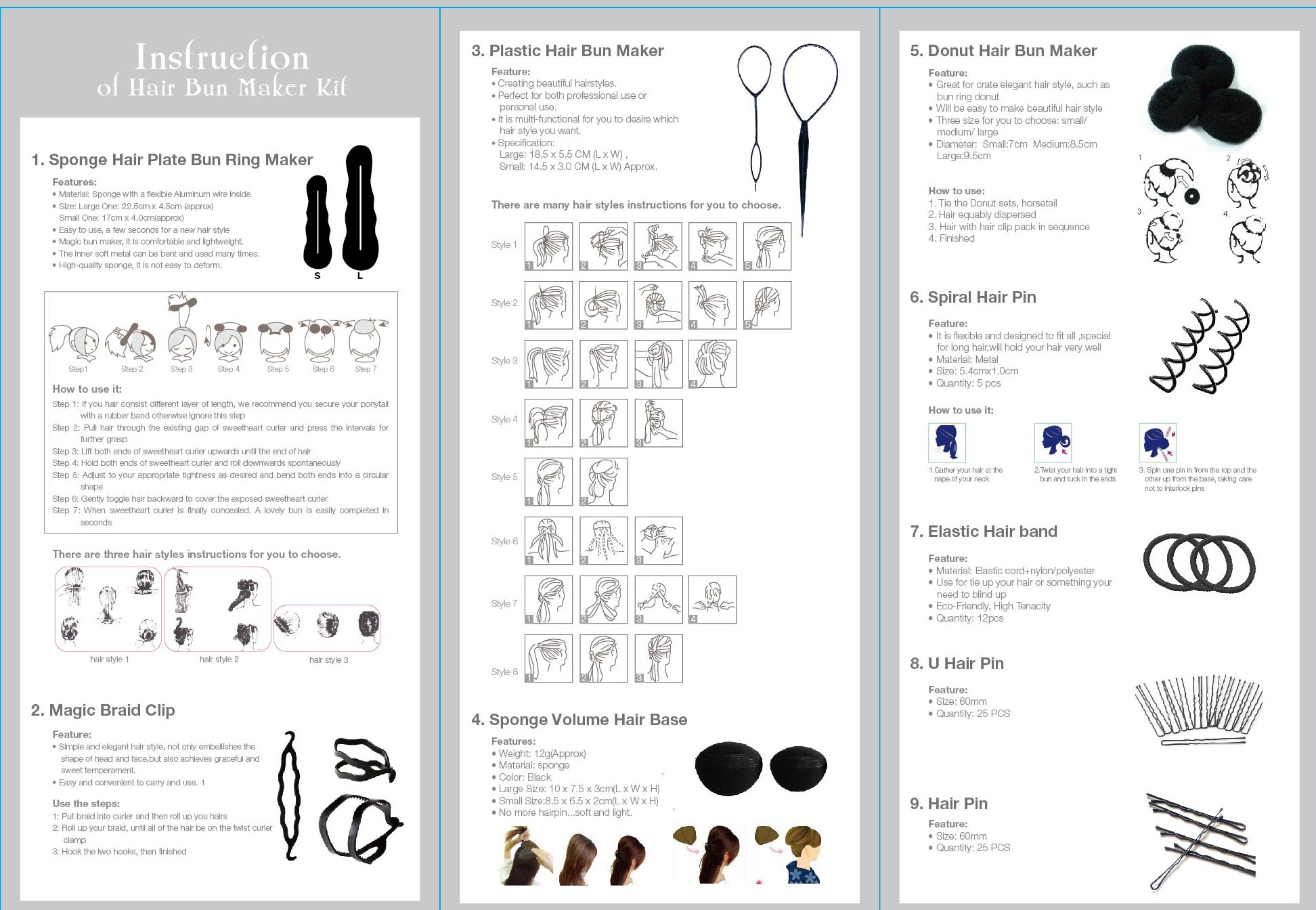 Bundle Monster 9in1 Fashion Hair Design Styling Tools Accessories