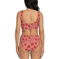 thumbnail image 3 of Kdxio Red Strawberry Print Women's 2 Piece High Waisted Wrap Spaghetti Strap Summer Swimsuit Bikini Set-X-Large, 3 of 7