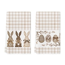Sm:)e Eggs Hunny Bunny Happy Easter Kitchen Dish Towels 18x26 Inch Set of 2 Buffalo Plaid