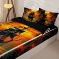 thumbnail image 3 of jejeloiu Vintage Ship Sunset Zipper Full Size Comforter Sets with Fitted Sheet and 2 Pillowcases For Girls,Nautical Print Zipper Bedding Set,Multicolor,Black Reversible,4-Piece, 3 of 7