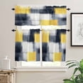 thumbnail image 2 of Abstract Yellow Kitchen Curtains and Valances Set, Black Plaid Mottled Geometric Art Modern Rod Pocket Window Valance Window Curtain Panels for Living Room Bedroom Laundry, 27.5x24in, 3 Pieces, 2 of 7
