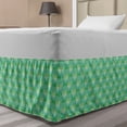 thumbnail image 1 of Abstract Bed Skirt, Striped Triangles 70's Style Inspired Hipster Sportswear Geometric Motifs, Elastic Bedskirt Dust Ruffle Wrap Around for Bedding Decor, 4 Sizes, Sea Green and White, by Ambesonne, 1 of 2