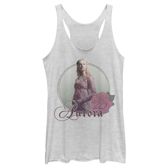 Women's Maleficent: Mistress of All Evil Aurora Portrait  Racerback Tank Top White Heather Medium