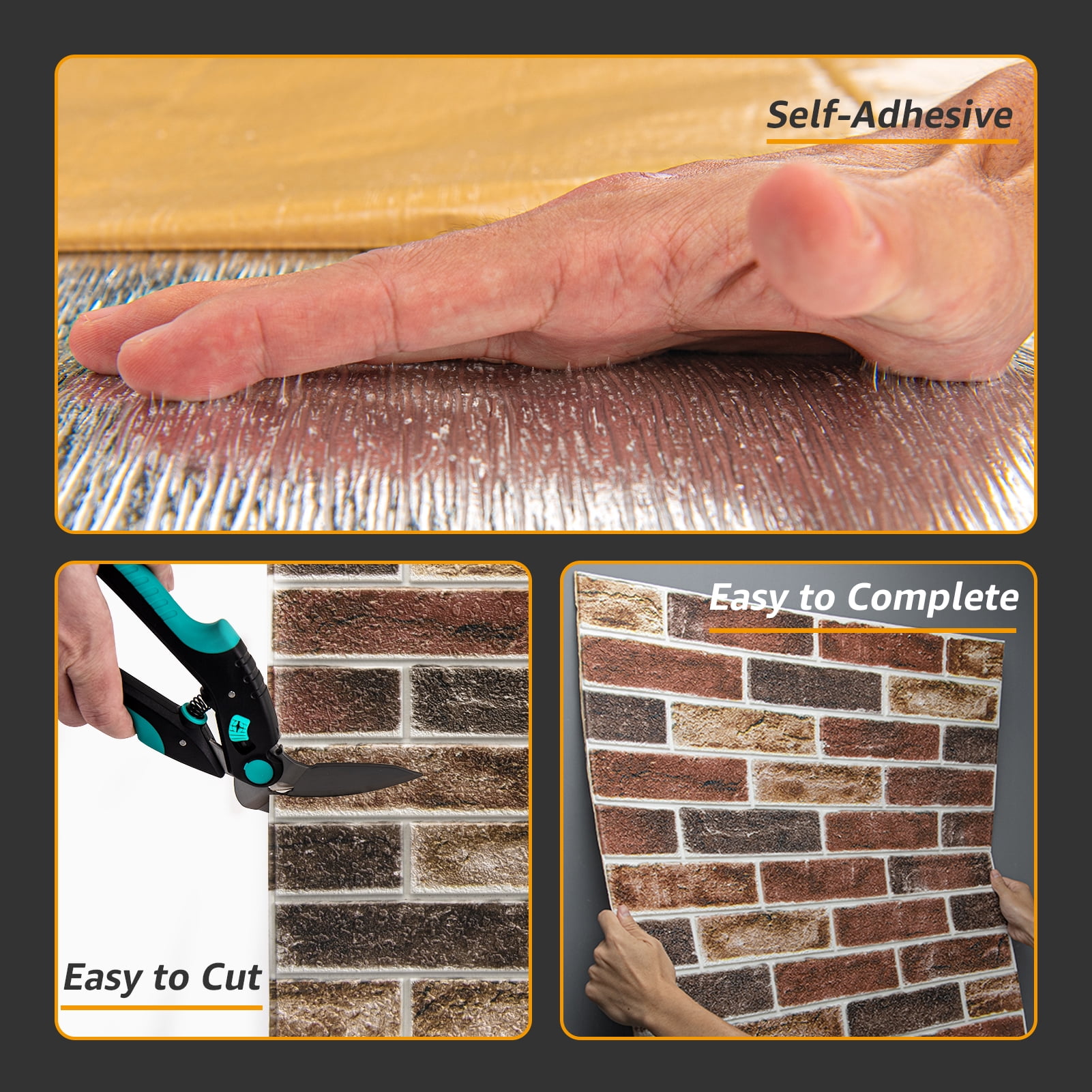 20-Pack 27.5''x27.5'' Peel and Stick Faux Brick 3D Wall Panels,Self Adhesive Foam Wallpaper for Bedroom,Kitchen,Red Brown