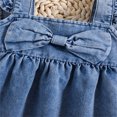 thumbnail image 4 of Toddler Denim Dress Baby Girl Summer Outfit Sleeveless Backless Bowknot Ruffle A-Line Dress, 4 of 7