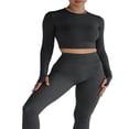 thumbnail image 1 of Ladies‘ Thumb Hole Long Sleeve Yoga Shirt with Cropped Design for Workouts, 1 of 7