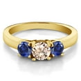 thumbnail image 2 of Gem Stone King 18K Yellow Gold Plated Silver 0.90 Ct Peach Morganite Created Sapphire Ring (Size 9), 2 of 5