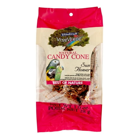 Vitakraft VitaVerde Candy Cone Sunflower Dry Parrot/Large Hookbill Treat, 1 Oz