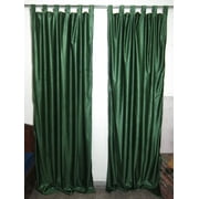 Mogul Indian Sari Curtain / Drape / Panel Solid Green Pair Window Treatment Ideas (Size: Length: 84".)