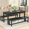 thumbnail image 3 of Stmoze 47.2" Dining Table Set for 4, Space Saving Kitchen Dining Table with 2 Benches, 3 Pieces Rectangular Dining Room Table Set, Dining Set for Kitchen Restaurant, Black, 3 of 7