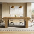 thumbnail image 2 of Finmind 70.87" Executive Office Desk, Large Workspace Computer Desk, Rustic Wood Writing Table, 2 of 5