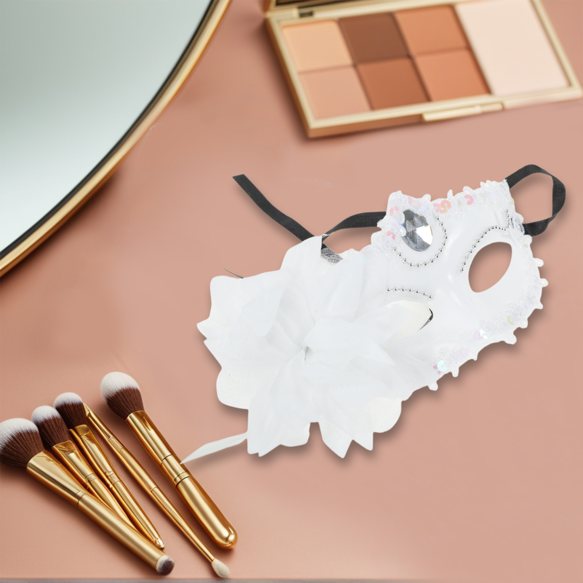 Unique Bargains Lily Princess Half Face Party Mask White