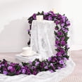 thumbnail image 4 of Guirnalda artificial de hojas de 8 pies con flores falsas para decoración de verano, bodas, puerta principal, pared, porche, fiestas, uso en interiores y exteriores., 4 of 6