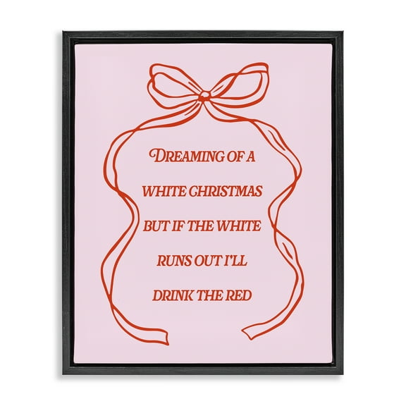 Stupell Industries White & Red Christmas Wine Holiday Painting Black Floater Framed Canvas Art Print Wall Art, 17 x 21