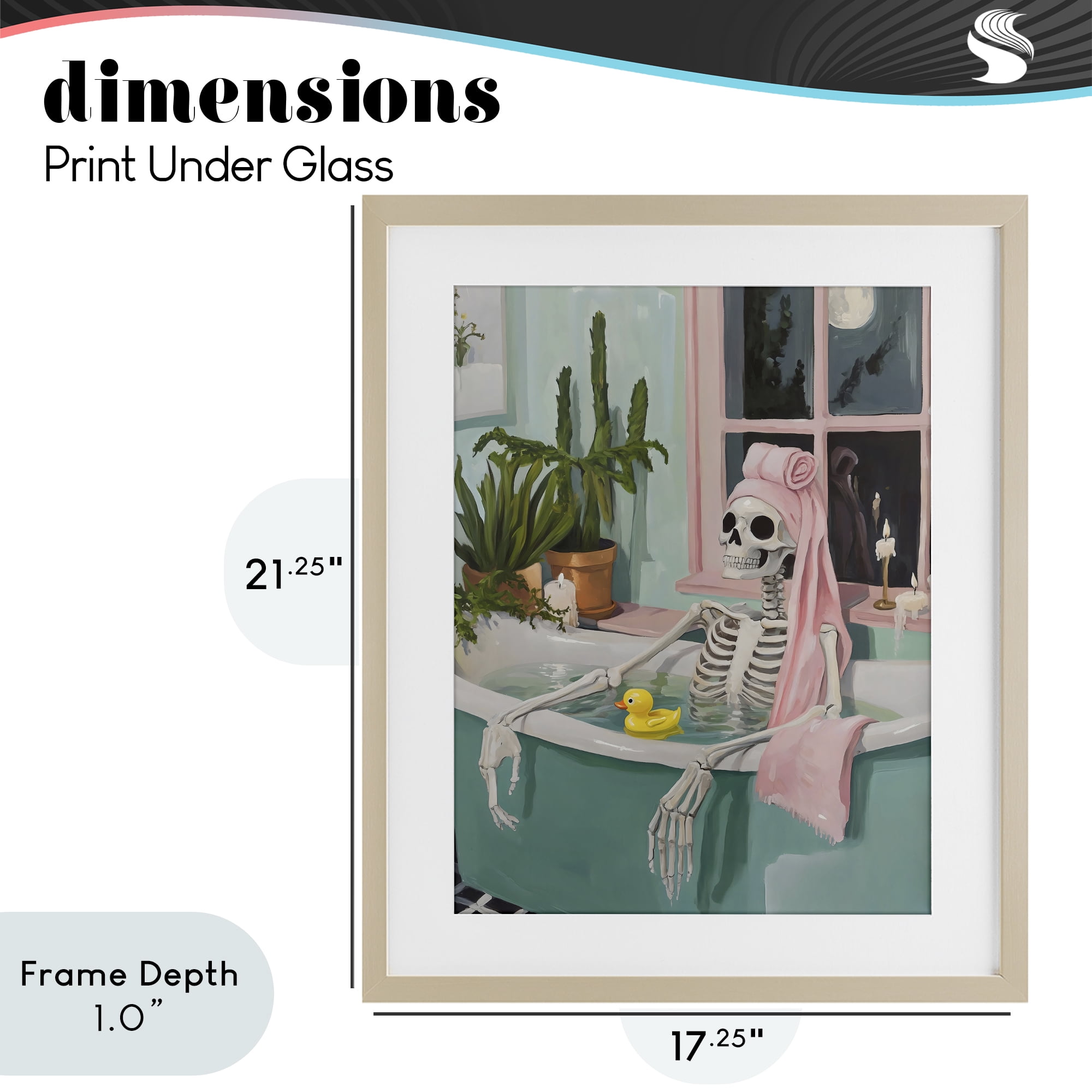 Stupell Industries Midnight Soak Skeleton Birch Framed Print Under Glass, design by The Prints Vibe