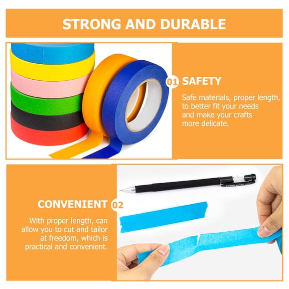 OUNONA Assorted Color Lightweight Washi Tape for Craft Decoration and Planner Use