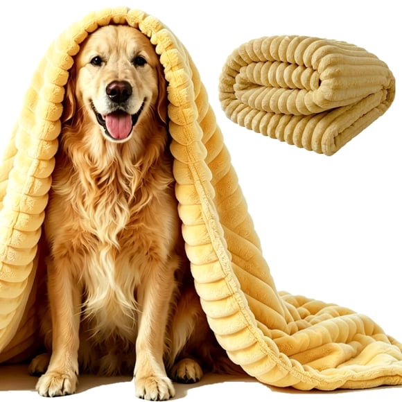 Couverture Jaune pour Chien, Couvertures Jaunes de Soutien Émotionnel pour Chien, Peluche en Poils de Lapin, Conçue pour les Animaux de Compagnie, Douce et Confortable pour l'Intérieur Canapé, Niche