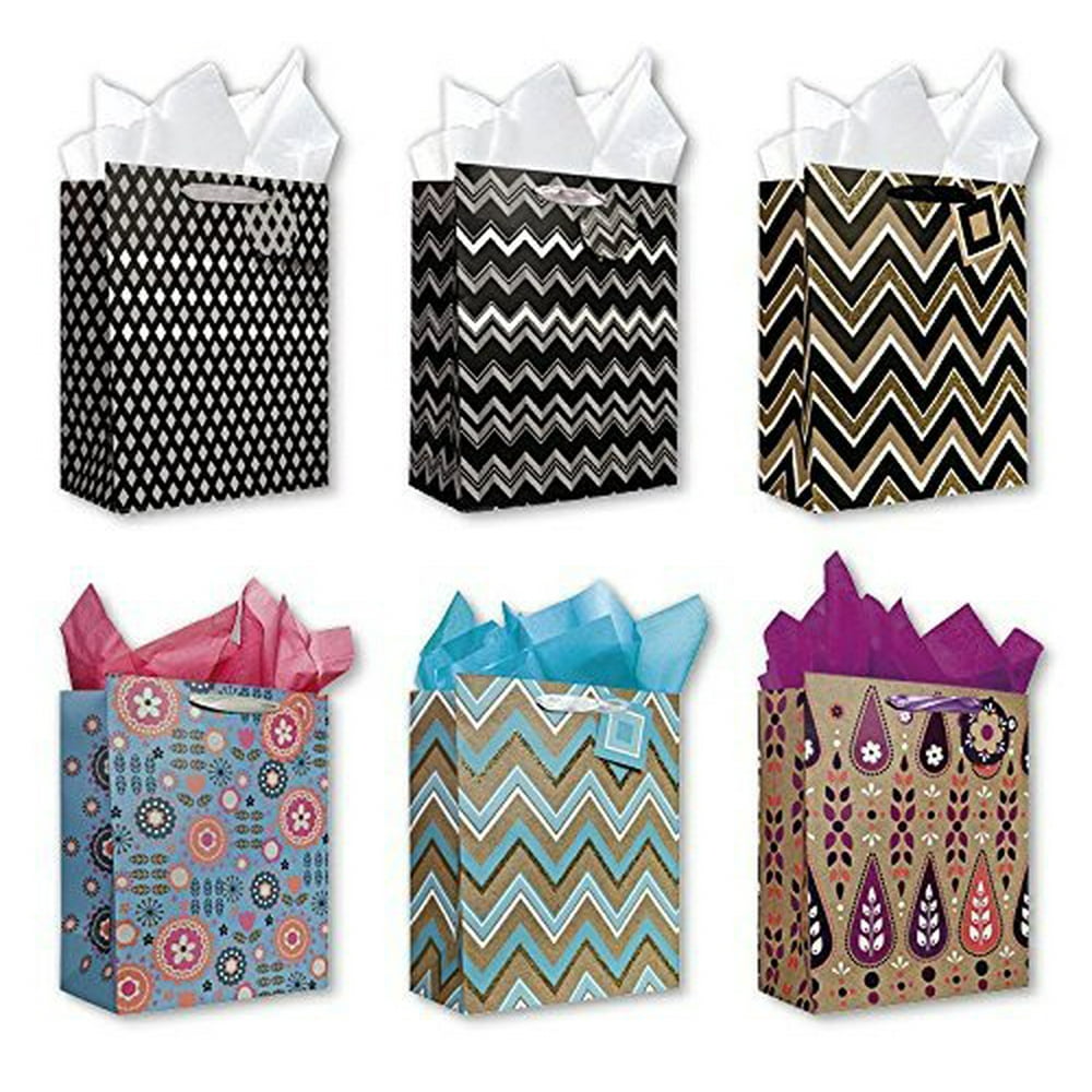 All Occasion Birthday Party Gift Bags Set of 6 Large Birthday Gift Bags