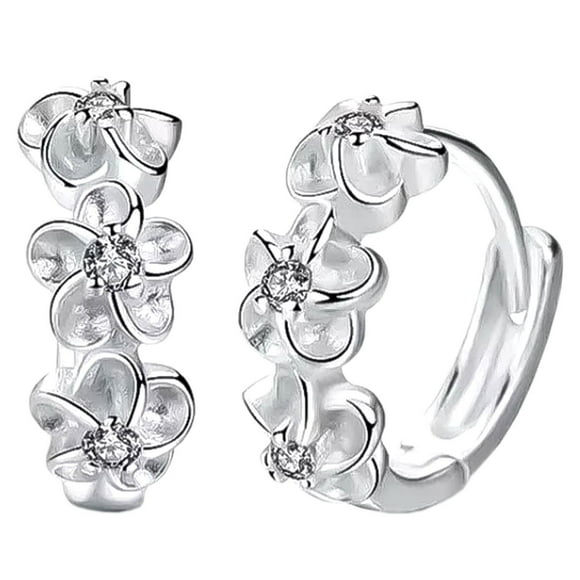 Aretes de Baño de Plata Flowers01 1 Pza Aretes de Flores Plata Metal.