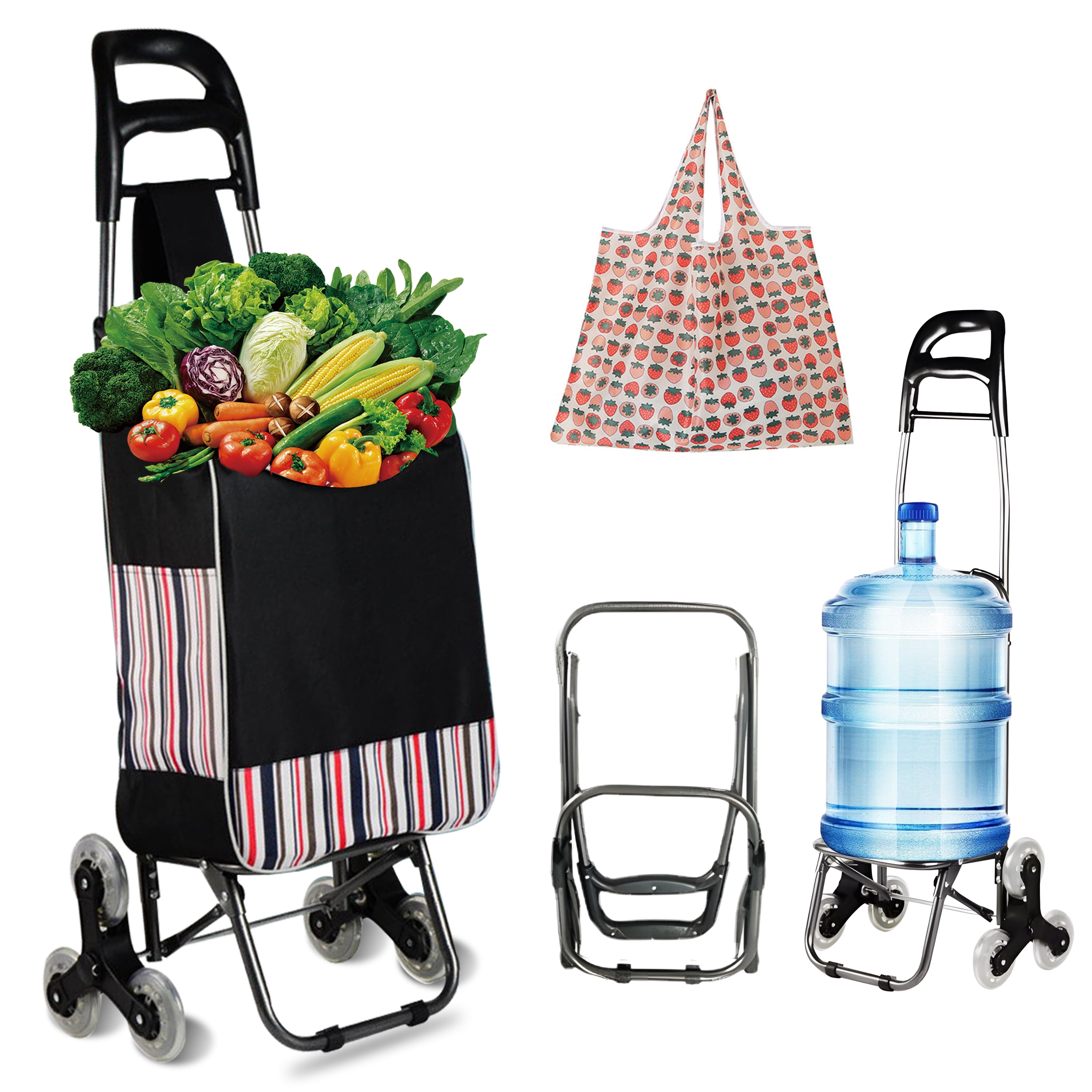 WZCPCV Foldable Stairs Climber Shopping Cart, Grocery Cart on Wheels,Heavy Duty Utility Cart