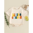 thumbnail image 5 of Baby Girls Boys Summer Romper Short Sleeve Crew Neck Letter Embroidery Casual Romper, 5 of 10