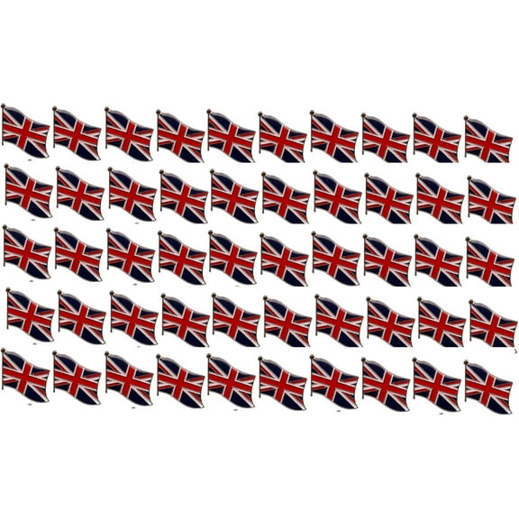 Pack of 50 United Kingdom Flag Lapel Pins, British Pin Badge