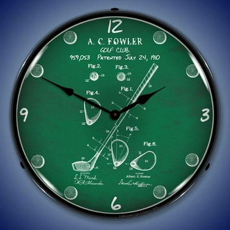 - 1910 Golf Club Patent Wall Clock, Lighted
