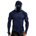 thumbnail image 3 of Inglocry UPF 50+ Sun Protection Hoodie Men with Mask Quick Dry Long Sleeve Fishing Hiking Shirts UV Rash Guard Lightweight Navy L, 3 of 9