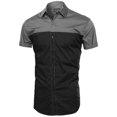 thumbnail image 1 of FashionOutfit Men's Color Block Button Down Short Sleeve Shirt, 1 of 3