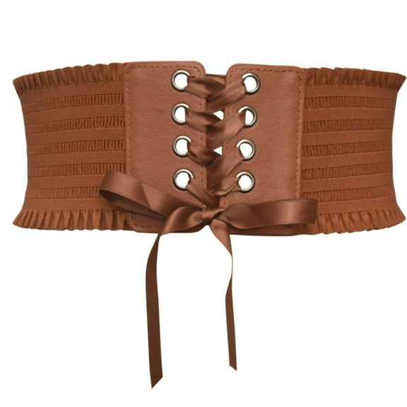 Pitauce Womens Lace-Up Corset Belt Wide Elastic Waistband Vintage Renaissance Waist Belt