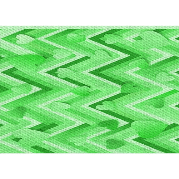 Ahgly Company Indoor Rectangle Patterned Neon Green Area Rugs, 7' x 10'
