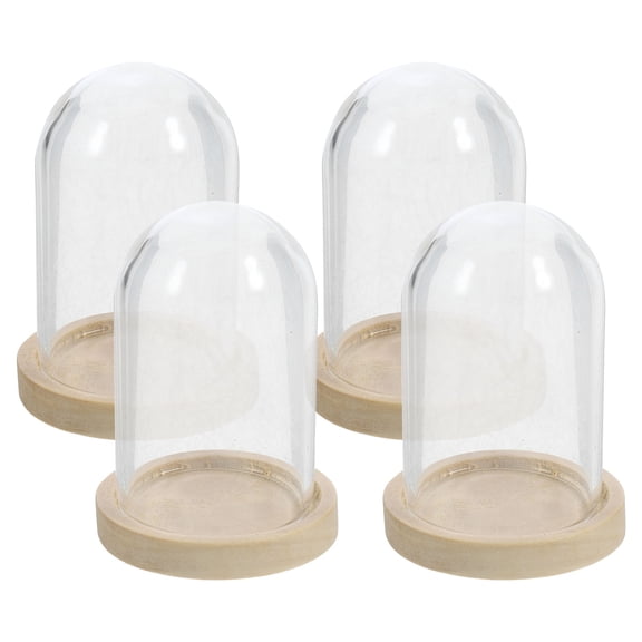 RENACLIPY 4-Pack Clear Glass Display Domes, Round Transparent Covers for Collectibles, Miniatures, and Decorative Items