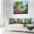 thumbnail image 3 of Designart House in the Village Oil Painting - Landscape Printed Throw Pillow - 18x18, 3 of 5