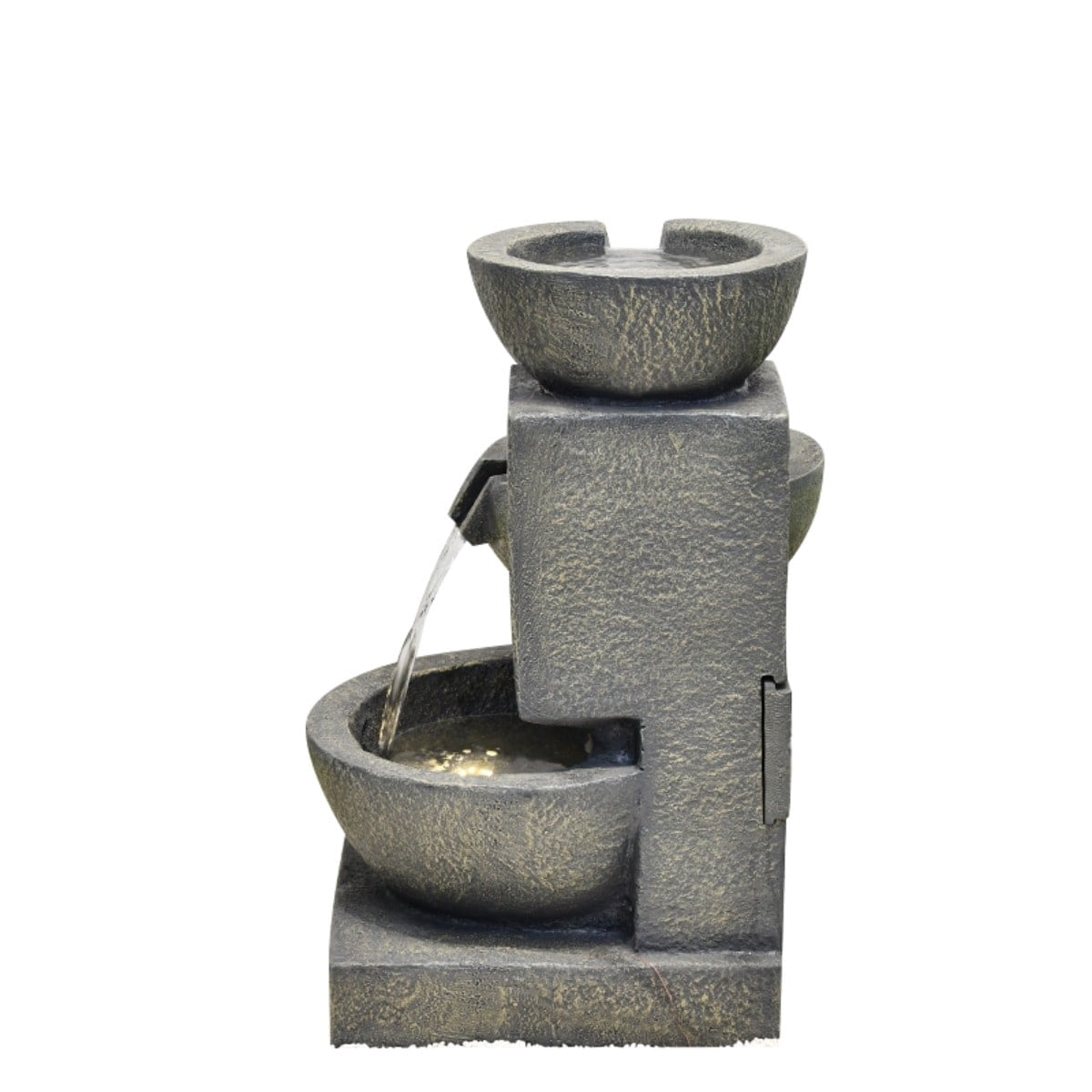 Hi-Line Gift 3-Bowl Fountain with 2 Warm White LED Lights, Cascading Design