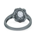 thumbnail image 3 of Black Tone, Simulated Cubic Zirconia Size-9 Oval Art Deco Wedding Engagement Bridal Ring Accent Vintage Round 925 Sterling Silver, 3 of 7