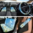 thumbnail image 2 of Jeiento Daisy Car Seat Cover Full Set 17 Pack Car Floor Mats Steering Wheel Cover Keychains Seatbelt Pad Armrest Cover Butterfly Cup Coasters Blue Lipstick Holder Universal Fit for SUV Sedan Van, 2 of 6