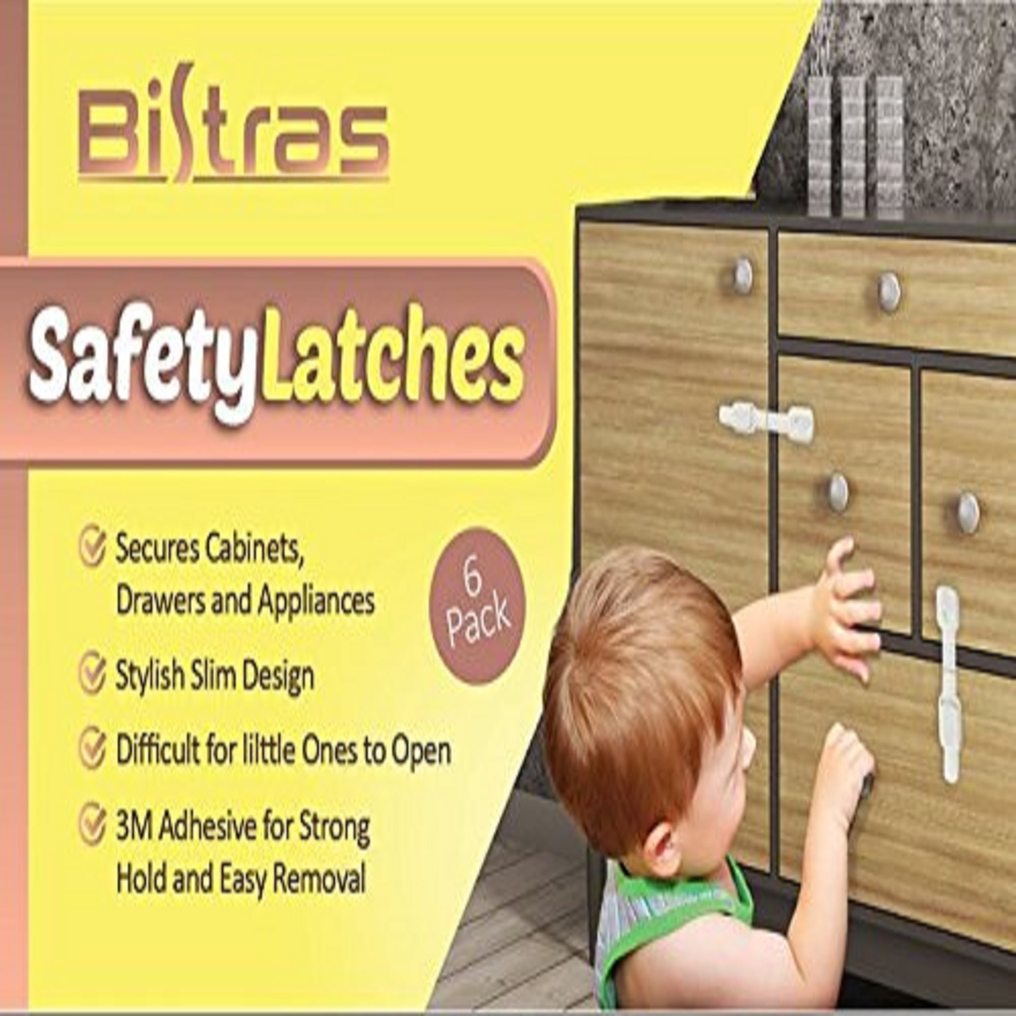 CUTESAFETY Child Proof Safety Locks - Baby Proofing Cabinet Lock with 6 Extra 3M Adhesives - Adjustable Strap Latches to Cabinets,Drawers,Cupboard