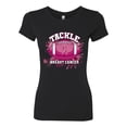 thumbnail image 2 of Wild Bobby Tougher Than Cancer Football Paint Splatters Breast Cancer Awareness Women Slim Fit Junior Tee, Black, Large, 2 of 6