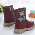 thumbnail image 5 of HAOTAGS Girls Martin Boots, Solid Color Zipper Side-Zip Knee-High School Boots Wine 10 Little Kids, 5 of 8