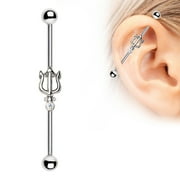 Stainless Steel Jeweled Trident of Poseidon Industrial Barbell